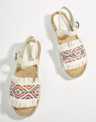 Kaltur White Ankle Tie Flatform Espadrille Sandals - White