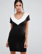 Pussycat London Color Block Bodycon Dress - Black