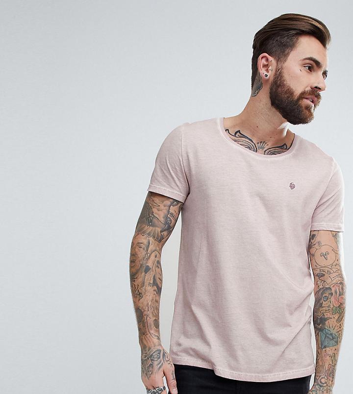 Noose & Monkey Relaxed Skater Scoop Neck Dirty Wash T-shirt - Pink