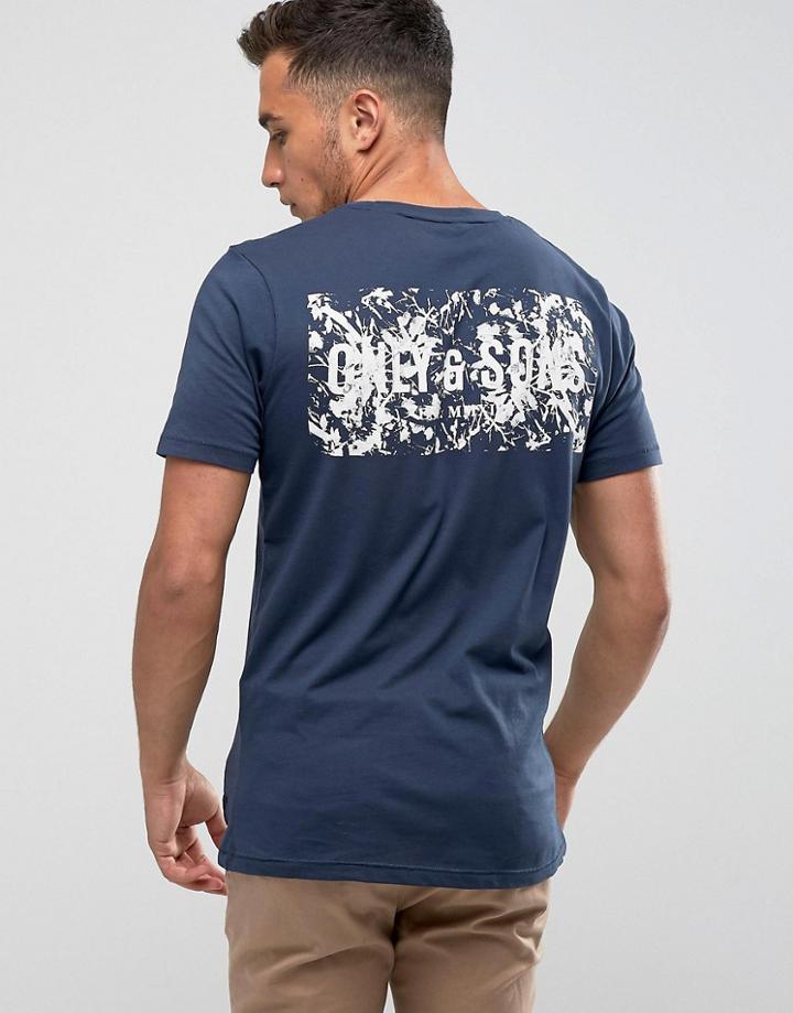 Only & Sons T-shirt With Back Brand Print - Navy