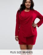 Elvi Plus Drape Dress - Red