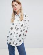 Asos Design Soft Shirt In Brooch Print - Multi