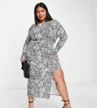 Asos Design Curve Super Soft Off The Shoulder Midi Sweater Dress In Leopard Print-multi