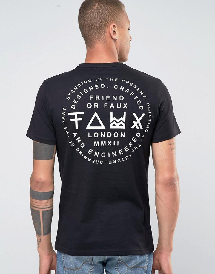 Friend Or Faux Nostalgia Back Print T-shirt - Black