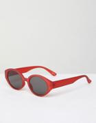 Asos Oval Sunglasses In Red Matte Crystal - Red