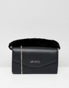 Love Moschino Clutch With Faux Fur Strap - Black