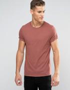Asos T-shirt With Crew Neck And Roll Sleeve In Red - Paver Red