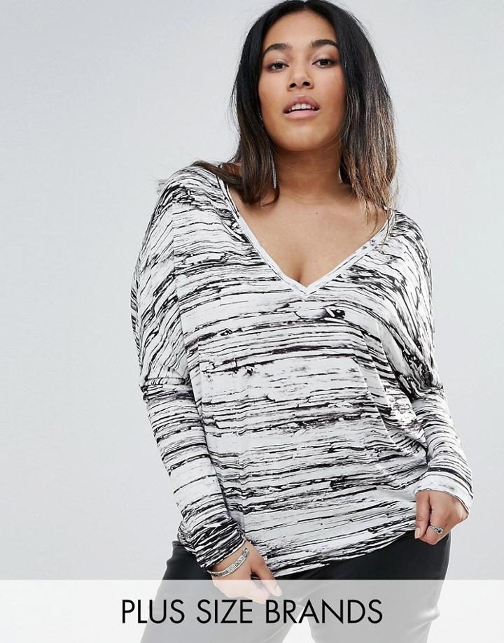 Religion Plus Marble Print Long Sleeve Top - Multi