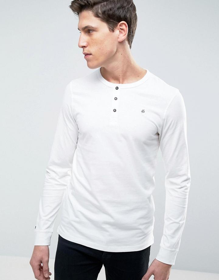 Jack & Jones Grandad Long Sleeve Top - White