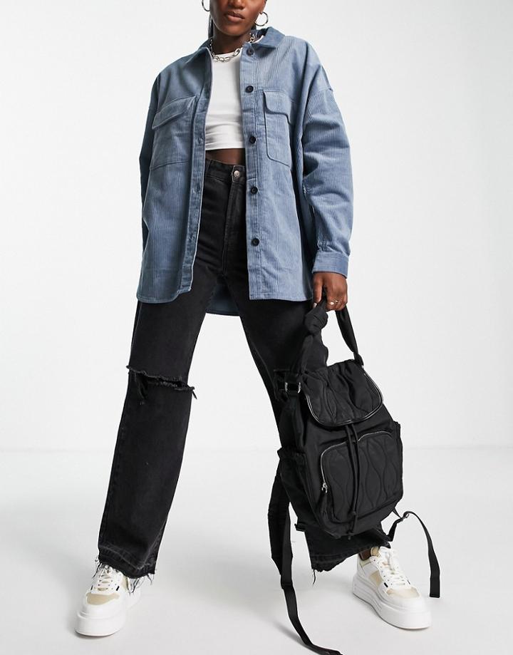 Dr Denim Loose Fit Shirt In Blue Corduroy