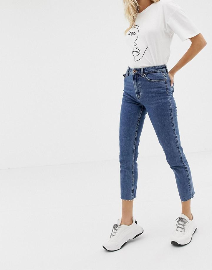 Only High Waist Straight Leg Jean - Blue