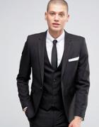 Burton Menswear Skinny Suit Jacket In Slub - Black