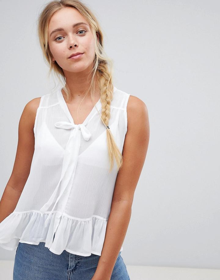 Qed London Tank Top With Tie Detail - White