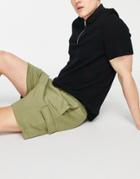 New Look Jersey Cargo Shorts In Khaki-green