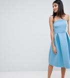 Asos Design Tall Bandeau Crop Top Prom Midi Dress - Blue