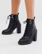 Simmi London Gia Black Chunky Lace Up Boots