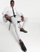 Asos Design Wedding Super Skinny Suit Pants In Ice Gray Micro Texture-grey