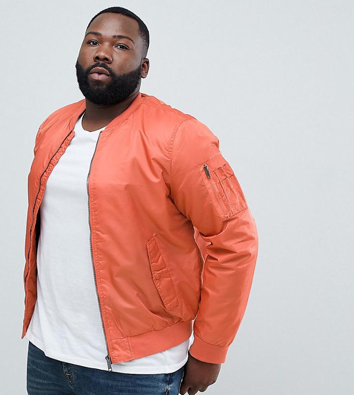 Brave Soul Plus Ma1 Bomber Jacket - Orange