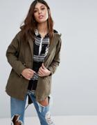 Ax Paris Lightweight Parka Coat - Green