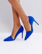 Mango Open Side Pointed Court Shoe - Blue