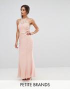 Little Mistress Petite All Over Lace Top Fishtail Maxi Dress - Pink