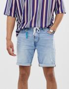 Pull & Bear Skinny Denim Shorts In Indigo - Blue