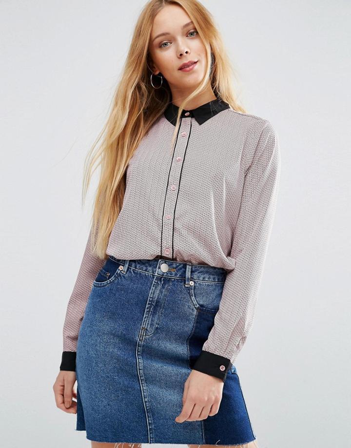 Brave Soul Shirt With Contrast Details - Pink