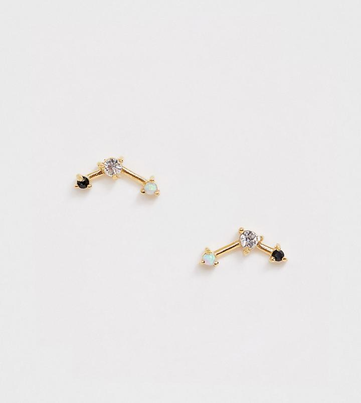 Kingsley Ryan Gold Plated Opal & Mixed Stone Climber Earrings - Gold