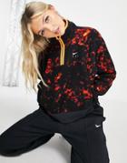 Nike Basketball Fly Marble Print Sherpa Fleece Quarter-zip Oversized Sweatshirt In Black