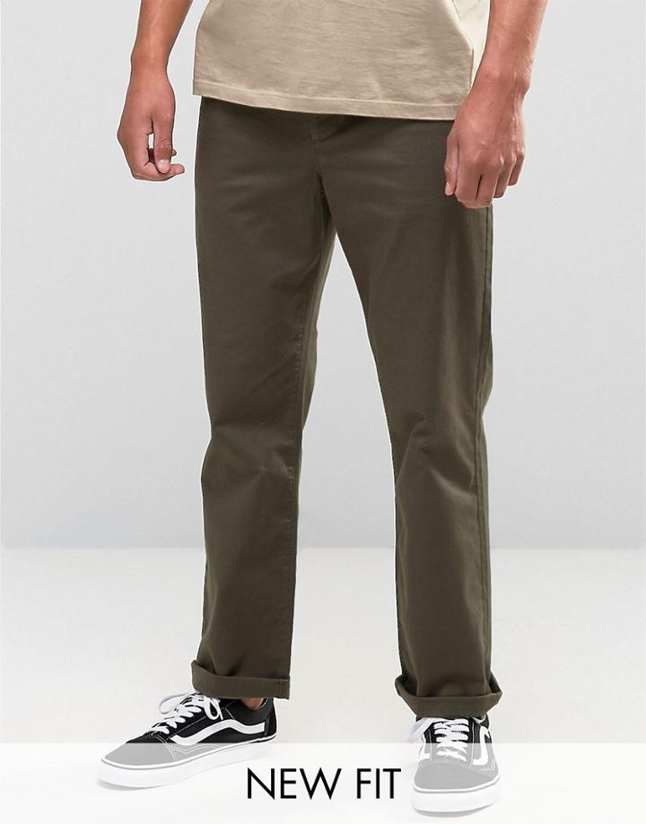 Asos Straight Chinos In Dark Green - Green