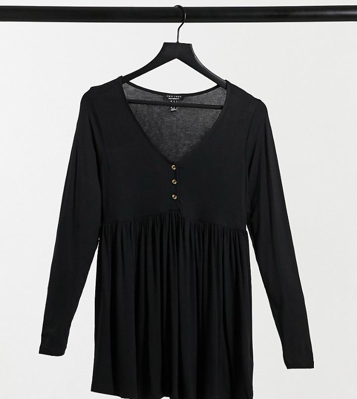 New Look Maternity Nursing Peplum Top In Black