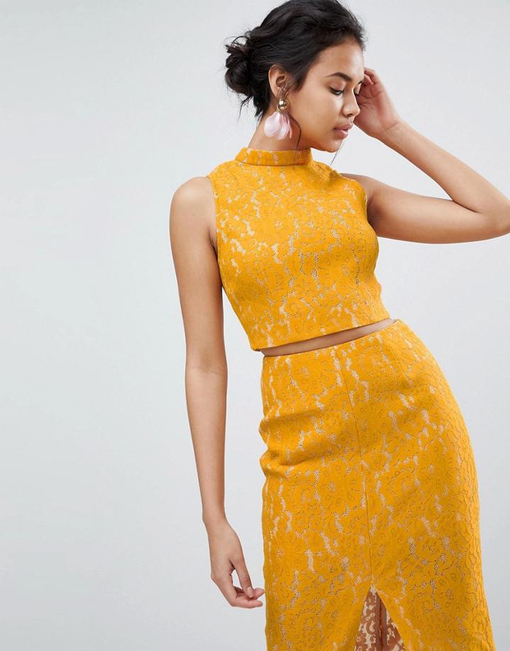 Keepsake Every Way Lace Tank Top - Yellow