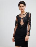 Forever Unique Embroidered Mini Dress - Black