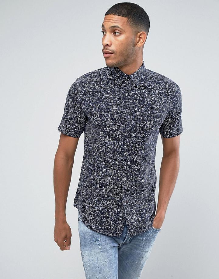 Diesel S-dino Stars Print Shirt Short Sleeve - Navy