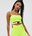 One Above Another Ultra Crop Top With Buckle In Neon Two-piece - Green