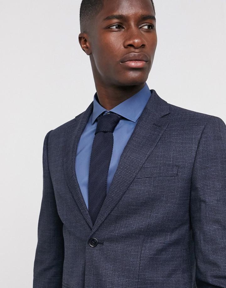 Moss London Suit Jacket In Blue Puppytooth