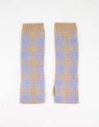 Boardmans Knitted Check Long Armwarmer Gloves In Camel-neutral