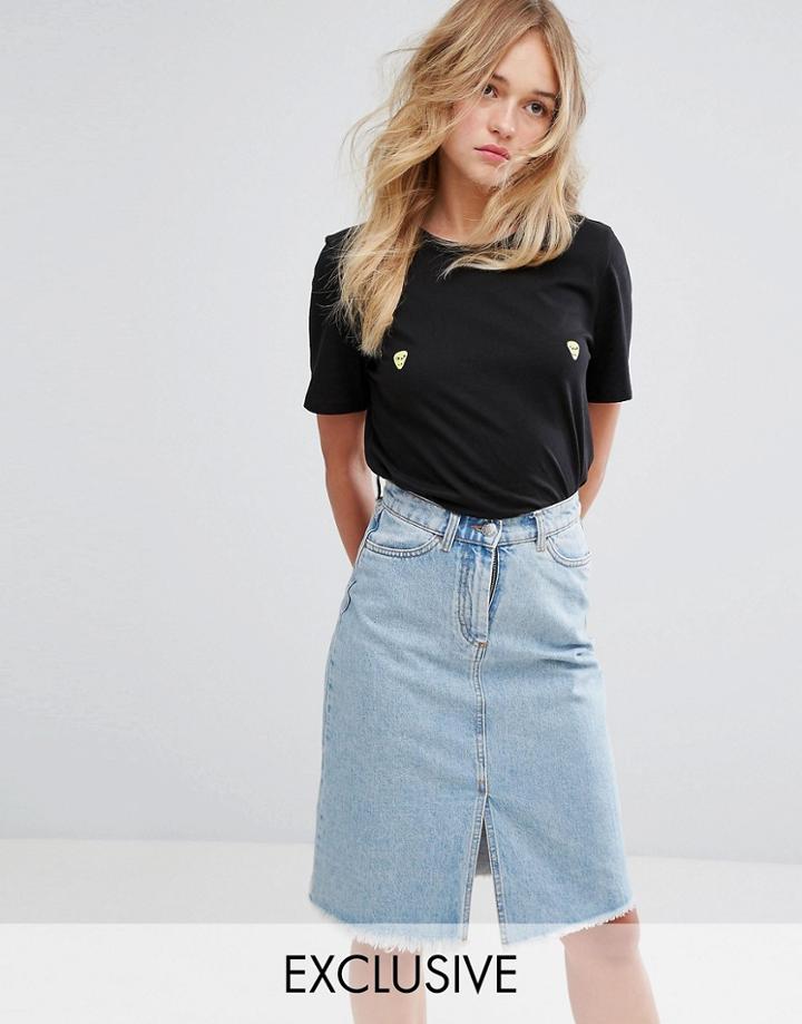 Monki Alien Print Tee - Yellow