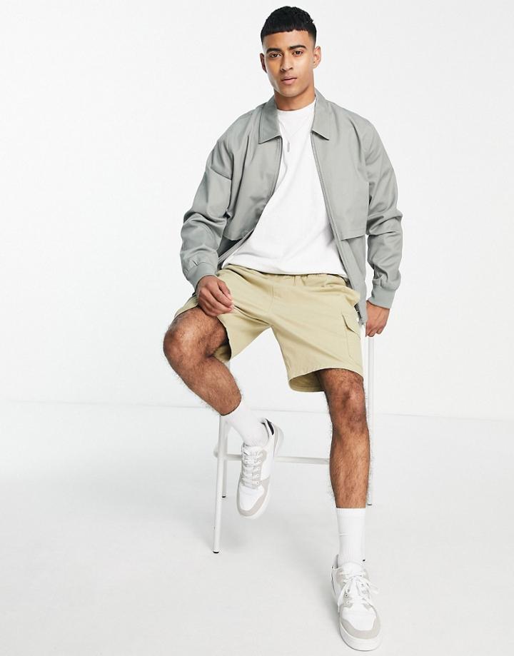 Asos Design Harrington Jacket In Gray-green
