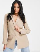 Trendyol Back Detail Blazer In Mink-brown