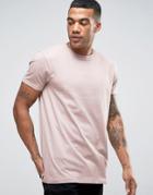 Asos Longline T-shirt With Crew Neck - Pink