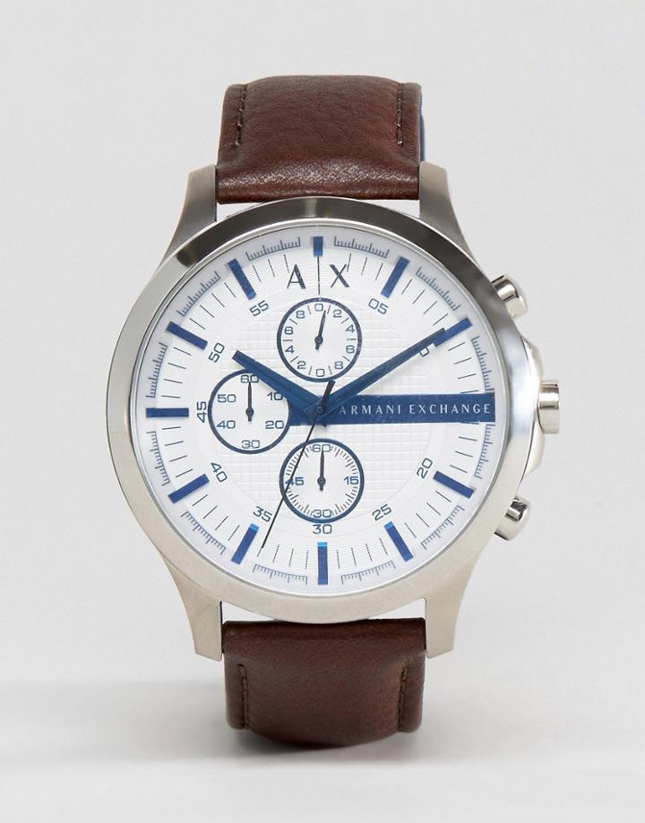 Armani Exchange Chronograph Leather Watch In Brown Ax2190 - Brown