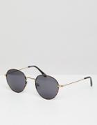 Asos Design Round Sunglasses In Tort With Smoke Lens - Brown