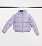 Threadbare Petite Katy Cropped Puffer Coat-purple