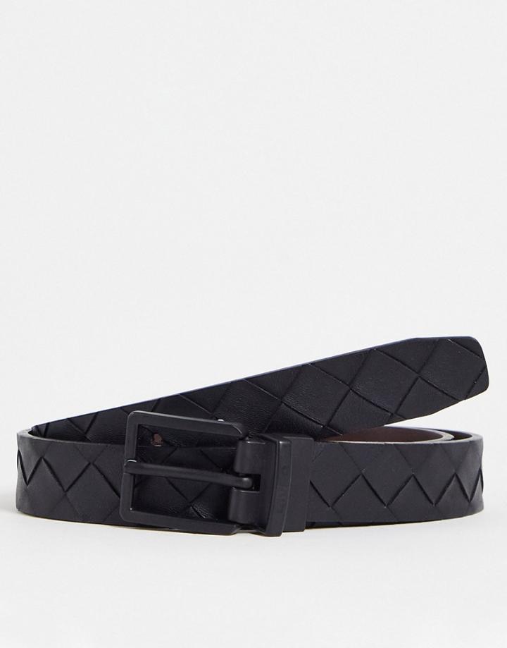 River Island Woven Reversible Belt In Black