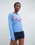 Sugar Dust Fringe Sweatshirt With Raw Edge - Purple
