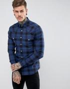 Asos Stretch Slim Western Check Shirt - Blue