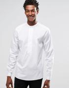 Asos Skinny Shirt With Grandad Collar In White - White