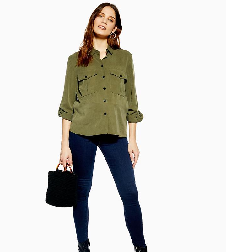 Topshop Maternity Overbump Joni Jeans In Indigo-blues