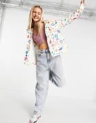 Love Moschino All-over Symbols Hooded Jacket In White
